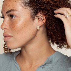 Kallati 1 1/15ctw Fancy Yellow Diamond and Diamond Yellow Gold Hoop Earrings