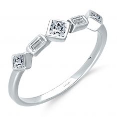 Kallati 1/4ctw Princess and Baguette Diamond White Gold Band