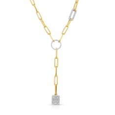 Kallati 7/8ctw Baguette and Round Diamond Yellow Gold Necklace