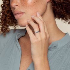 Kallati Blue Sapphire and Diamond Fashion Band Ring 1/10ctw