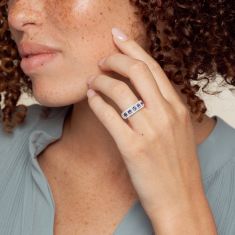 Kallati Blue Sapphire and Diamond Fashion Band Ring 1/2ctw