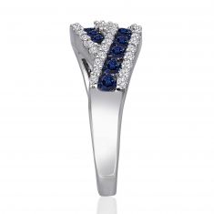 Kallati Blue Sapphire and Diamond Swirl Ring 1/3ctw