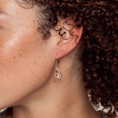 Kallati Oval Morganite and Diamond Swirl Drop Earrings 1/6ctw