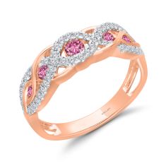 Kallati Pink Sapphire and 1/4ctw Diamond Rose Gold Ring