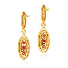 Kallati Ruby and Diamond Drop Earrings 1/4ctw