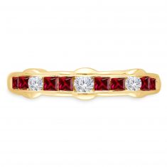 Kallati Vintage-Inspired Princess Ruby and Diamond Band 1/5ctw
