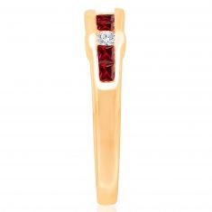 Kallati Vintage-Inspired Princess Ruby and Diamond Band 1/5ctw