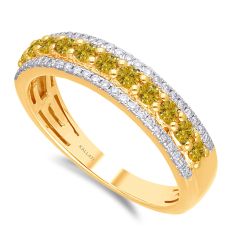 Kallati Yellow Gold Fancy Yellow and White Diamond Band 1/2ctw