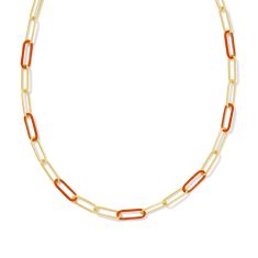 Kendra Scott Ainsley Convertible Chain Necklace in Orange Enamel, Gold-Plated