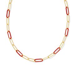 Kendra Scott Ainsley Convertible Chain Necklace in Red Enamel, Gold-Plated