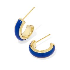 Kendra Scott Ainsley Huggie Earrings in Blue Enamel, Gold-Plated