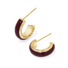 Kendra Scott Ainsley Huggie Earrings in Burgundy Enamel, Gold-Plated