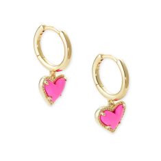 Kendra Scott Ari Heart Huggie Earrings in Magenta Magnesite