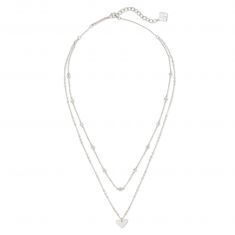 Final Sale - Kendra Scott Ari Heart Multi Strand Layered Necklace, Rhodium-Plated