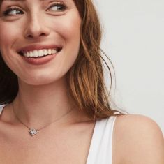 Kendra Scott Ari Heart Pendant Necklace in Platinum-Tone Drusy