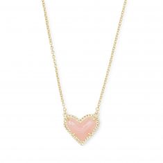Kendra Scott Ari Heart Pendant Necklace in Rose Quartz