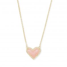 Kendra Scott Ari Heart Pendant Necklace in Rose Quartz