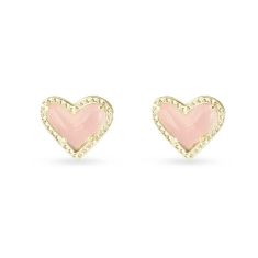 Kendra Scott Ari Heart Stud Earrings in Rose Quartz