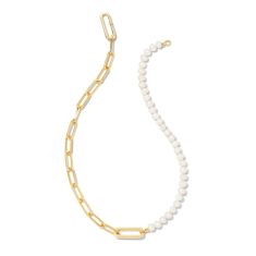 Kendra Scott Ashton Half Chain Necklace in White Pearl