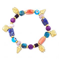 ブレスレット SK8ER ROCK Multi-beads gemstone bracelet 004 Bracelet Light Snakeskin Serpentine Aqua Terra Jasper