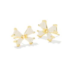 Kendra Scott Blair Bow Small Stud Earrings in Iridescent Drusy, Gold-Plated