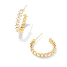 Kendra Scott Cailin Crystal Hoop Earrings in White Cubic Zirconia, Gold-Plated