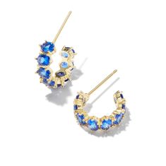 Kendra Scott Cailin Crystal Huggie Earrings in Blue Crystal