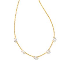 Kendra Scott Cailin Crystal Strand Necklace in White Cubic Zirconia, Gold-Plated