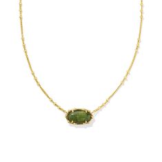 image of Kendra Scott Elisa Bamboo Frame Short Pendant Necklace in Sage Serpentine with sku:20486239