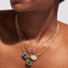 Final Sale - Kendra Scott Elisa Crystal Frame Short Pendant Necklace in Kelly Green Illusion