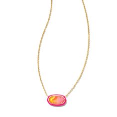 Kendra Scott Elisa Enamel Framed Short Pendant Necklace in Sunset Ombre Illusion