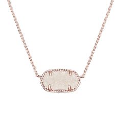 Kendra Scott Elisa Pendant Necklace in Iridescent Drusy Rose Gold Plated REEDS Jewelers