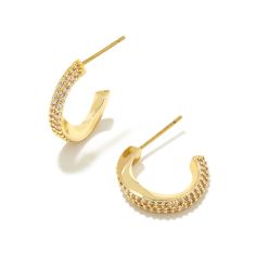 Kendra Scott Ella Gold-Plated Huggie Earrings in White Crystal