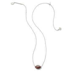 Final Sale - Kendra Scott Football Short Pendant Necklace in Orange Goldstone, Rhodium-Plated