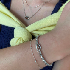 Kendra Scott Football Stretch Bracelet in Orange Goldstone, Rhodium-Plated