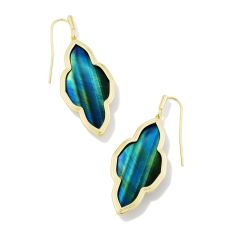 Kendra Scott Framed Abbie Drop Earrings in Teal Tiger's Eye