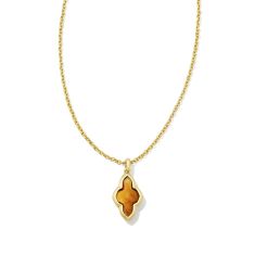 Kendra Scott Framed Abbie Short Pendant Necklace in Marbled Amber Illusion