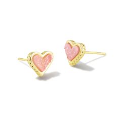 Kendra Scott Framed Ari Heart Stud Earrings in Light Pink Drusy