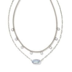 Kendra Scott Framed Elisa Multi Strand Necklace in Light Sky Blue Illusion