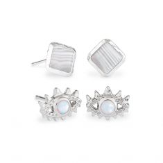 Kendra Scott Gemma Stud Earrings Set of 2 in Gray Banded Agate