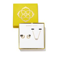 Kendra Scott Grayson Gold-Plated Pendant Necklace and Huggie Earring Gift Set in White Crystal