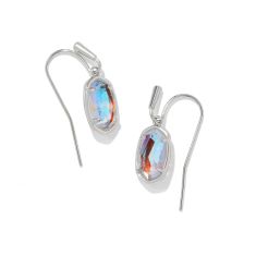 Kendra Scott Grayson Rhodium-Plated Drop Earrings in Dichroic Glass