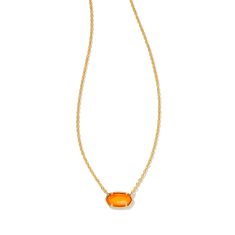 Kendra Scott Grayson Short Pendant Necklace in Orange Mother-of-Pearl