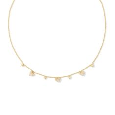 Kendra Scott Haven Heart Choker Necklace in White Cubic Zirconia, Gold-Plated