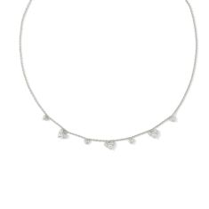 Kendra Scott Haven Heart Choker Necklace in White Cubic Zirconia, Rhodium-Plated