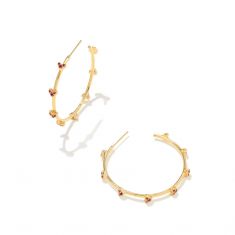 Kendra Scott Haven Heart Hoop Earrings in Pink Crystal, Gold-Plated