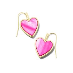 Kendra Scott Heart Drop Earrings in Hot Pink Mother of Pearl