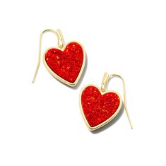 Kendra Scott Heart Drop Earrings in Red Drusy