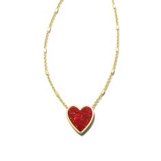 Kendra Scott Heart Pendant Necklace in Red Drusy