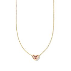 Kendra Scott Holland Heart Short Pendant Necklace in Pink Crystal
